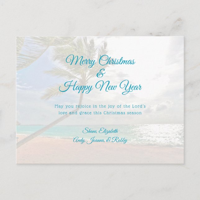 Tropical Christmas New Year Christian Message Card (Front)