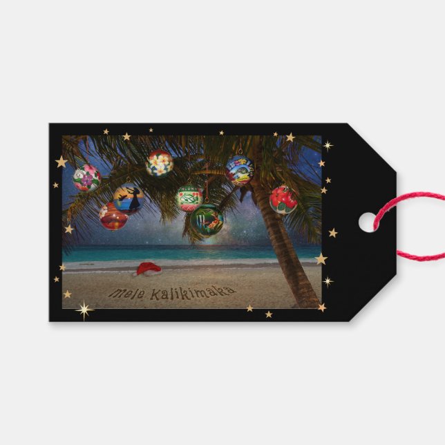 Tropical Christmas Ornaments Gift Tags (Front (Horizontal))