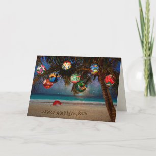 Tropical Christmas Ornaments Holiday Card