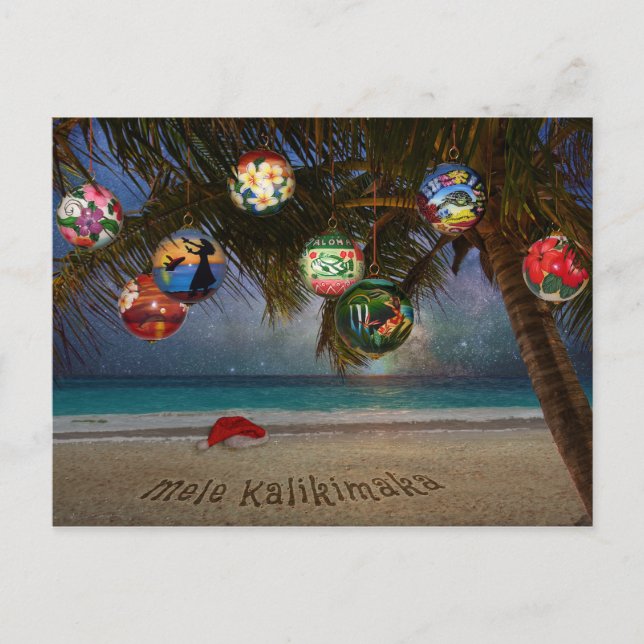 Tropical Christmas Ornaments Holiday Postcard (Front)