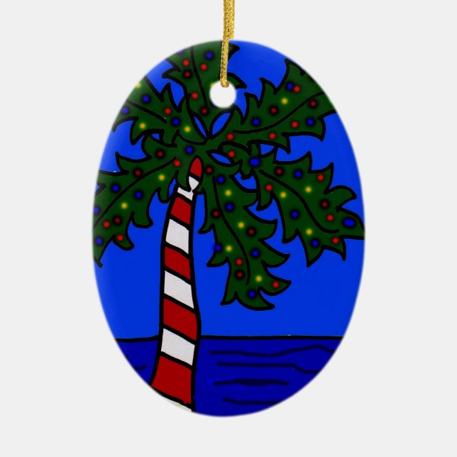 Tropical Christmas Palm Ceramic Tree Decoration (Front)