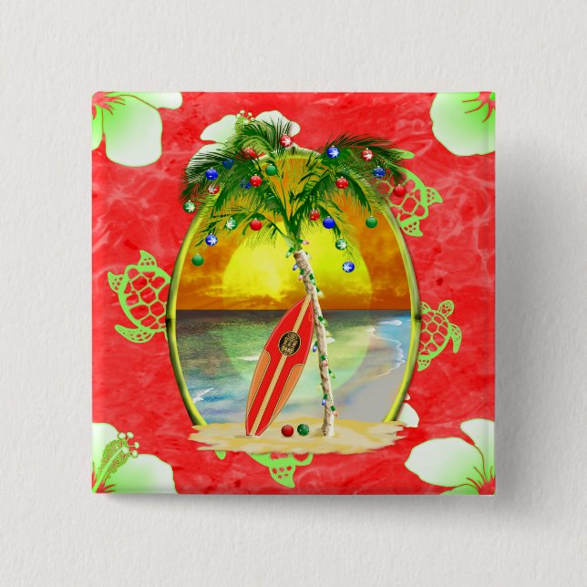 Tropical Christmas Palm Tree 15 Cm Square Badge (Front)