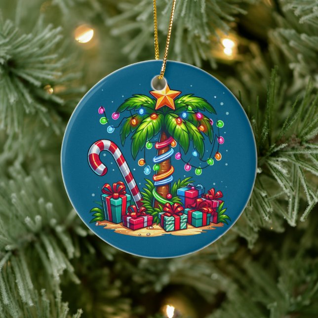 Tropical Christmas Palm Tree Ceramic Tree Decoration (Tree)