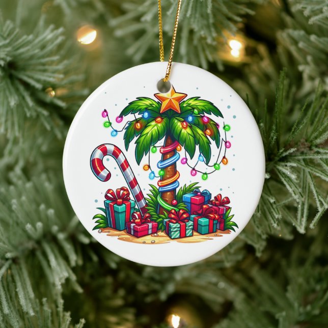 Tropical Christmas Palm Tree Ceramic Tree Decoration (Tree)