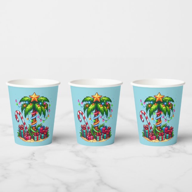 Tropical Christmas Palm Tree Paper Cups (Multi)
