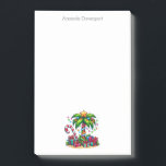 Tropical Christmas Palm Tree Post-it Notes<br><div class="desc">Sticky notes with a seasonal holiday image. A tropical palm tree decorated in festive lights with a star on top. A giant red and white candy cane sticking out of the sand. Christmas presents under the tree. Whimsical and fun.</div>