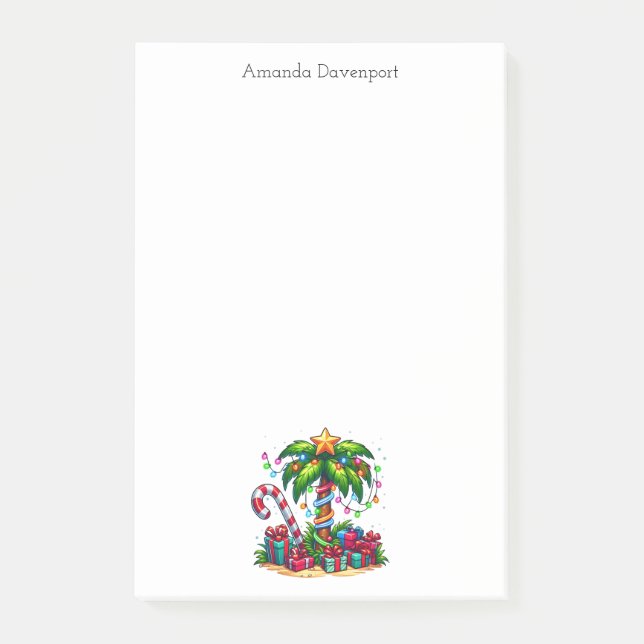 Tropical Christmas Palm Tree Post-it Notes (Front)