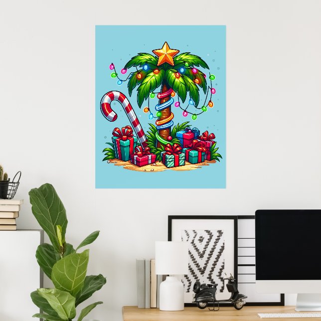 Tropical Christmas Palm Tree Poster (Home Office)