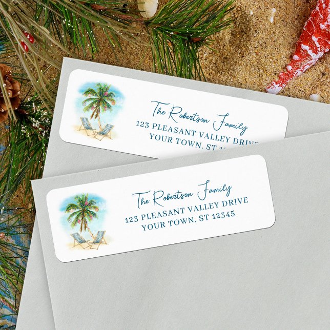 Tropical Christmas Palm Tree Return Address (Creator Uploaded)