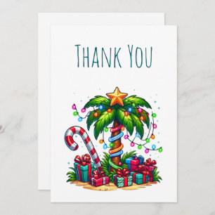 Tropical Christmas Palm Tree Thank You Card