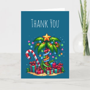 Tropical Christmas Palm Tree Thank You Card