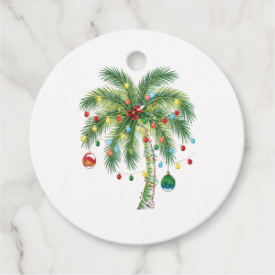 Tropical Christmas Palm Tree with Lights and Ornam Favour Tags