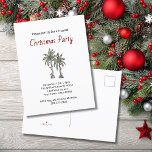 Tropical Christmas Palm Trees Beach Holiday Party  Invitation Postcard<br><div class="desc">Christmas Tropical beach Holiday Party invitation postcard,  with a hand drawn palm trees and string lights design with customisable lettering. A great way to celebrate with a coastal theme!</div>