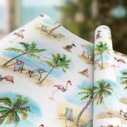 Tropical Christmas Palm Trees Beach Wrapping Paper