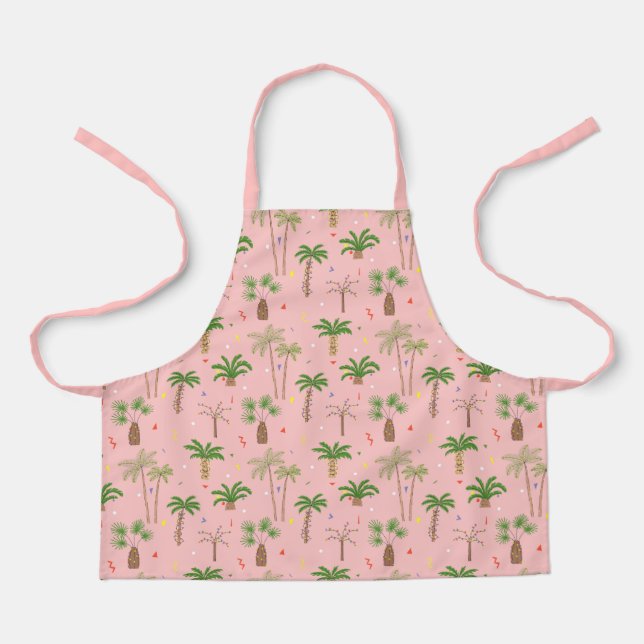 Tropical Christmas Palm Trees Pattern Apron (Front)