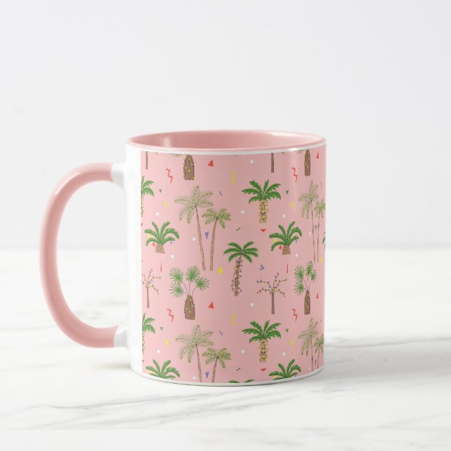 Tropical Christmas Palm Trees Pattern Mug (Left)