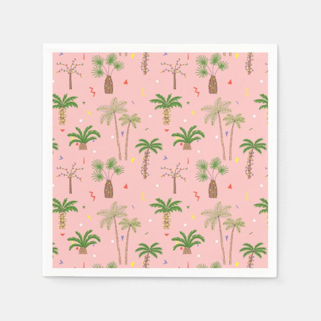 Tropical Christmas Palm Trees Pattern Napkin (Front)