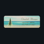 Tropical,Christmas Pine Tree,Beach<br><div class="desc">Christmas tree  on beach background. An elegant and sophisticated designe.Costumize with your name and address details.</div>
