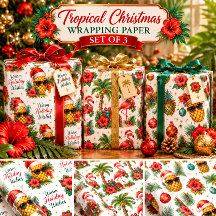 Tropical Christmas Pineapple Flamingo