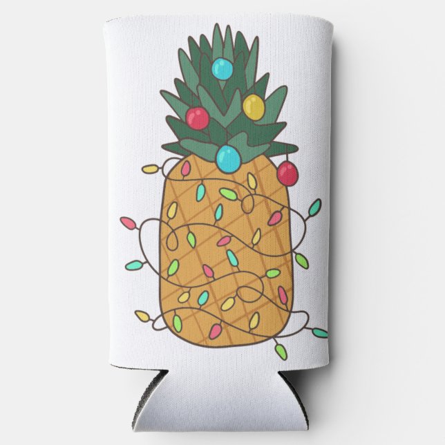 Tropical Christmas Pineapple Seltzer Can Cooler (Front)