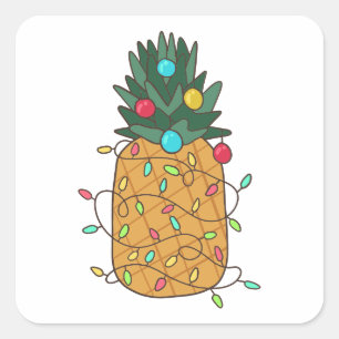 Tropical Christmas Pineapple Square Sticker