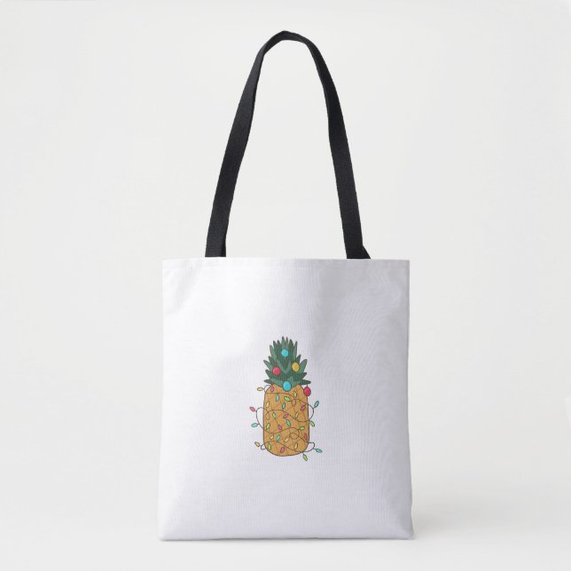 Tropical Christmas Pineapple Tote Bag (Front)