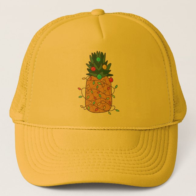 Tropical Christmas Pineapple Trucker Hat (Front)