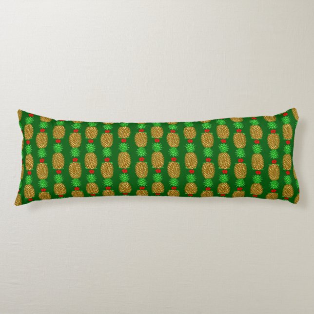 Tropical Christmas Pineapple Warm Xmas Holiday Gre Body Cushion (Front)