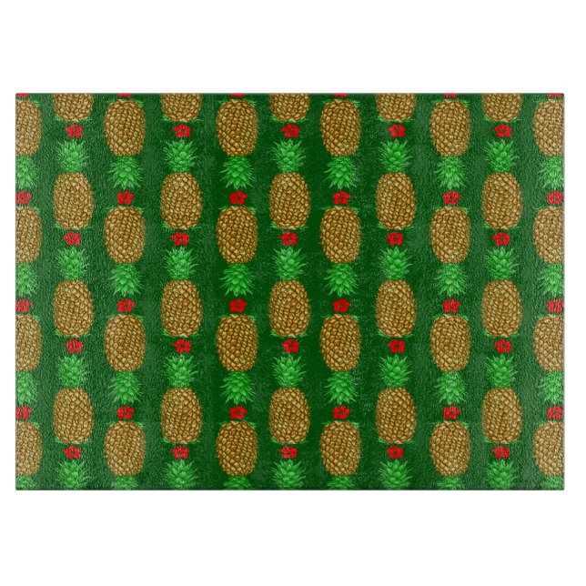 Tropical Christmas Pineapple Warm Xmas Holiday Gre Cutting Board (Front)