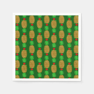 Tropical Christmas Pineapple Warm Xmas Holiday Gre Napkin