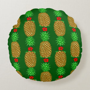 Tropical Christmas Pineapple Warm Xmas Holiday Gre Round Cushion