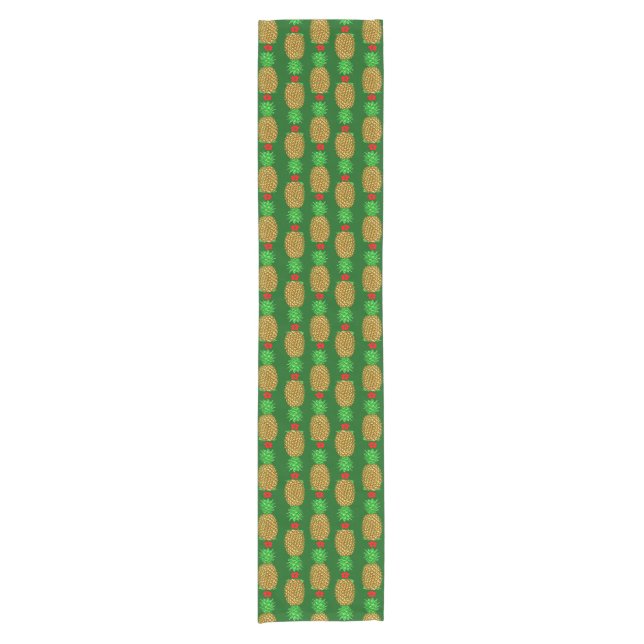 Tropical Christmas Pineapple Warm Xmas Holiday Gre Short Table Runner (Front)