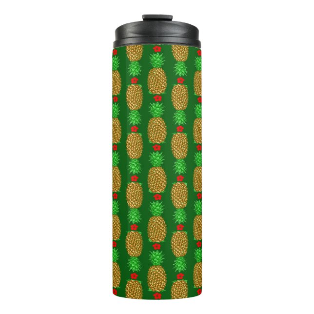 Tropical Christmas Pineapple Warm Xmas Holiday Gre Thermal Tumbler (Front)