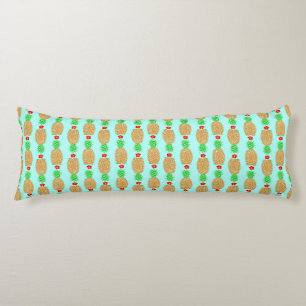 Tropical Christmas Pineapple Warm Xmas on Light Bl Body Cushion