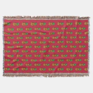 Tropical Christmas Pineapple Warm Xmas on Red Throw Blanket