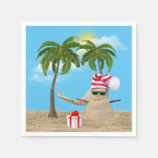 Tropical Christmas Sandman With Hammock  Napkin (Front)