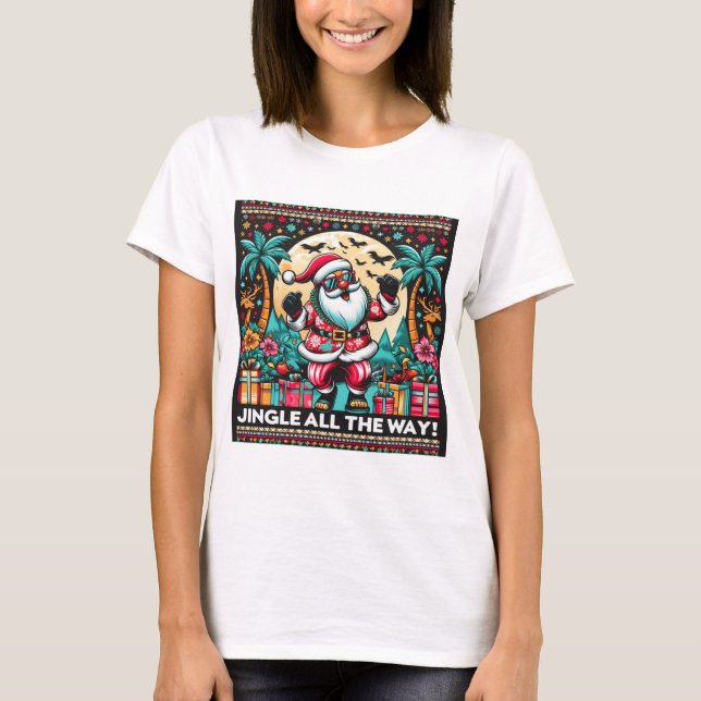 Tropical Christmas Santa Fun Women's T-Shirt (Front)