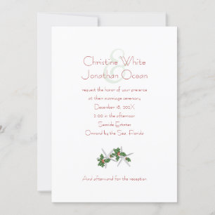 Tropical Christmas Simple Wedding Invitation White