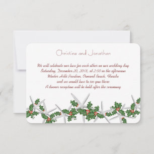 Tropical Christmas Small Starfish Holly Wedding Invitation