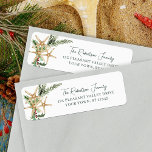 Tropical Christmas Starfish Return Address<br><div class="desc">These tropical beach Christmas return address labels feature 3 starfish decorated with watercolor holly leaves,  berries,  and pine sprigs,  with modern stylish script font for the name.</div>