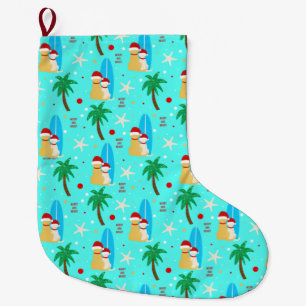Tropical Christmas Surfing Dogs Stocking