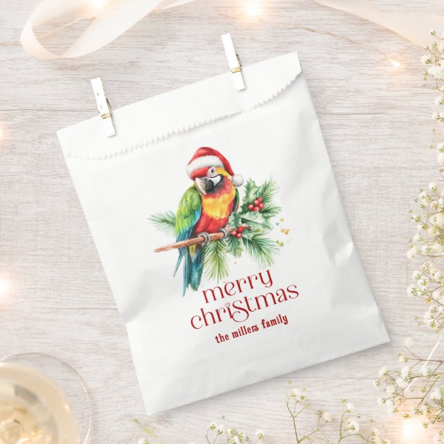 Tropical Christmas Theme Thank You Retro Text Favour Bags (Clipped)