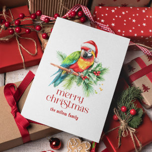 Tropical Christmas Theme Thank You Retro Text Holiday Card