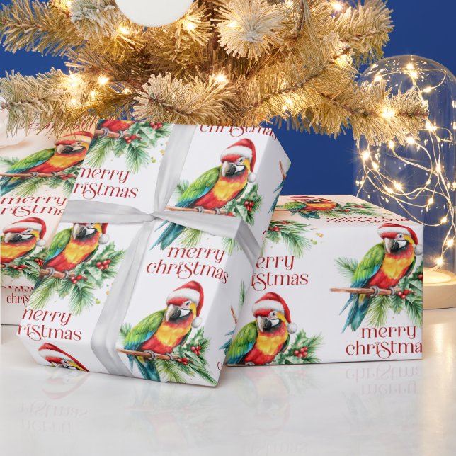 Tropical Christmas Theme Thank You Retro Text Wrapping Paper (Holidays)