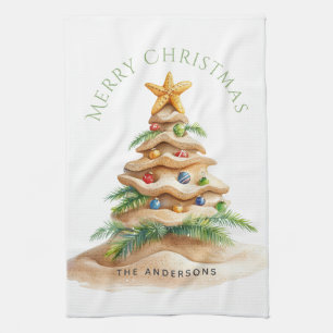 Tropical Christmas Tree Personalised Tea Towel