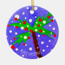 Tropical Christmas tree snow dots Merry Christmas