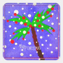 Tropical Christmas tree snow dots Merry Christmas