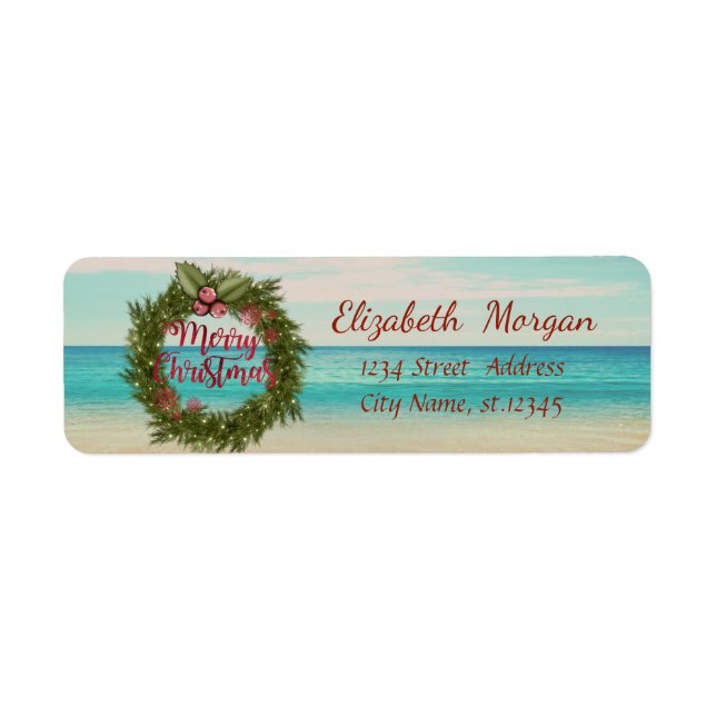 Tropical Christmas Wreath,Beach (Front)