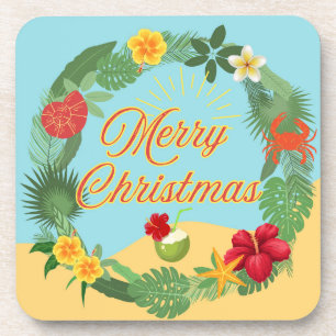 Tropical Christmas Wreath Coaster