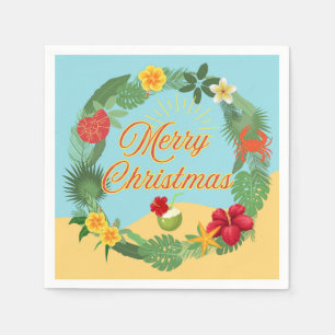 Tropical Christmas Wreath Napkin